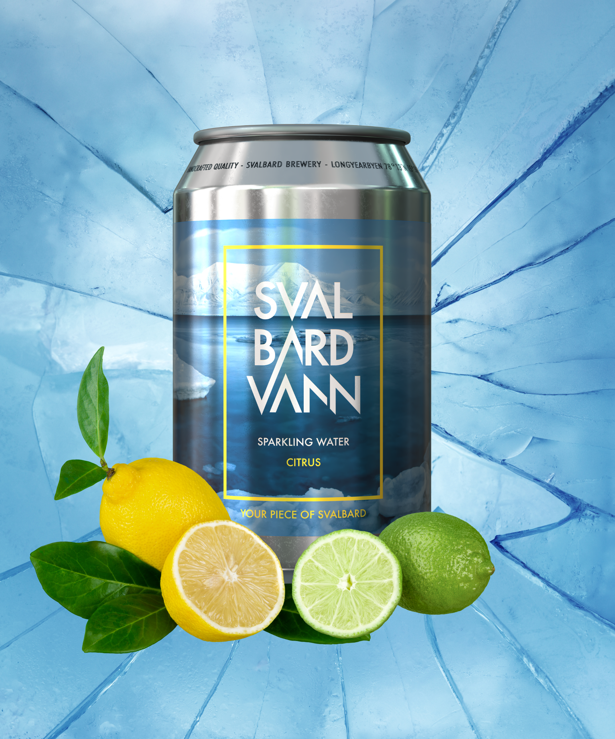 Svalbard citrus water with ice background