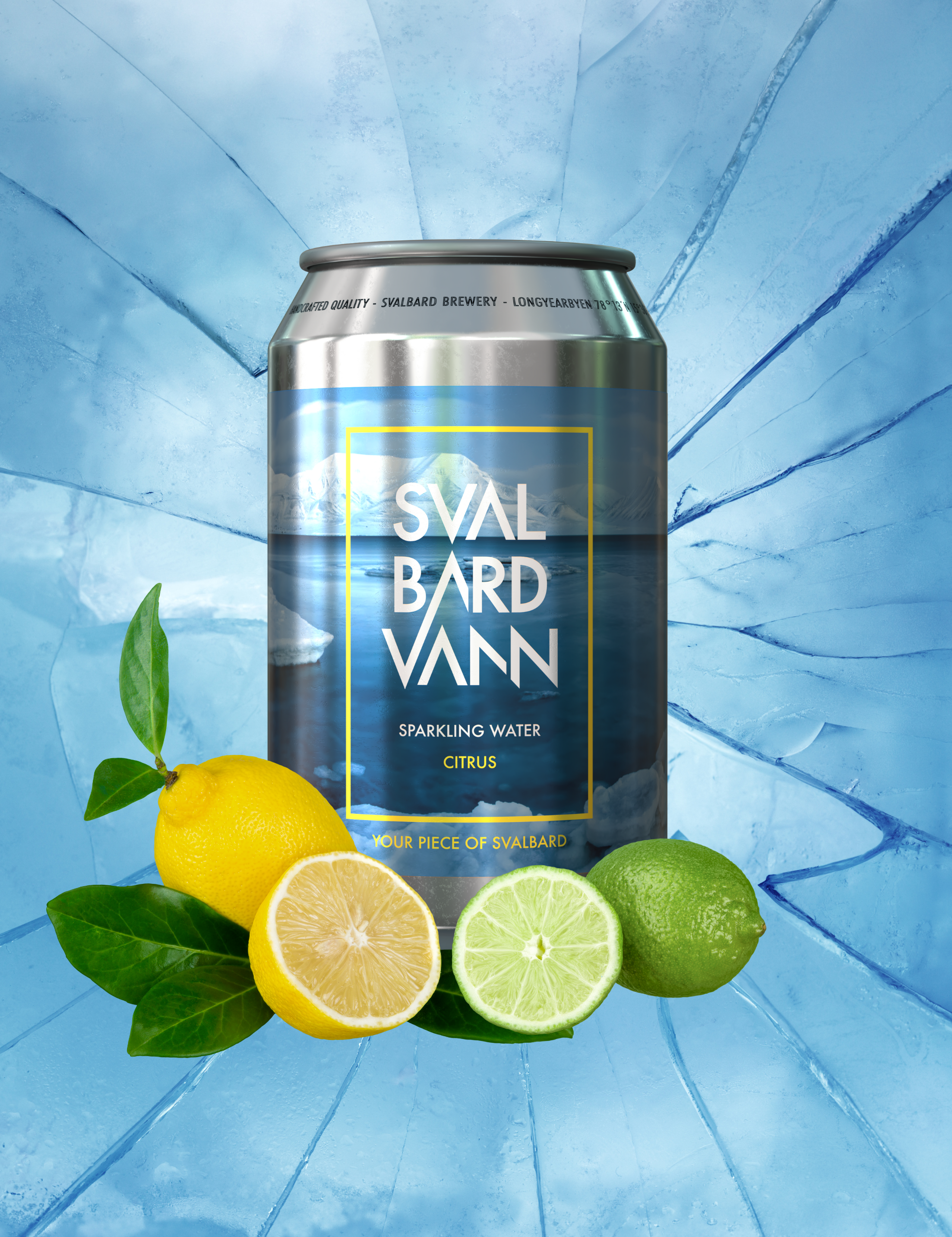 Svalbard citrus water with ice background